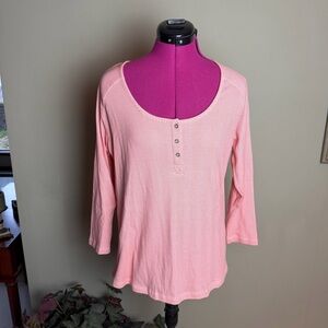 Carve Designs Emma Top Striped Henley Long Sleeve Sz Large